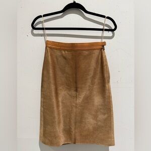 Beautiful & unique vintage Ralph Lauren carmel-tan calfskin skirt, size 6
